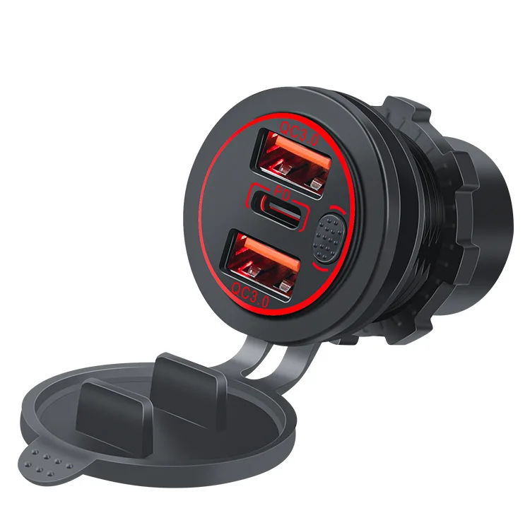 

3 Ports Charger Car Charger QC3.0+PD USB Sensitive Touch Switch 12V-24V Car Charger Socket LED Socket Power Outlet