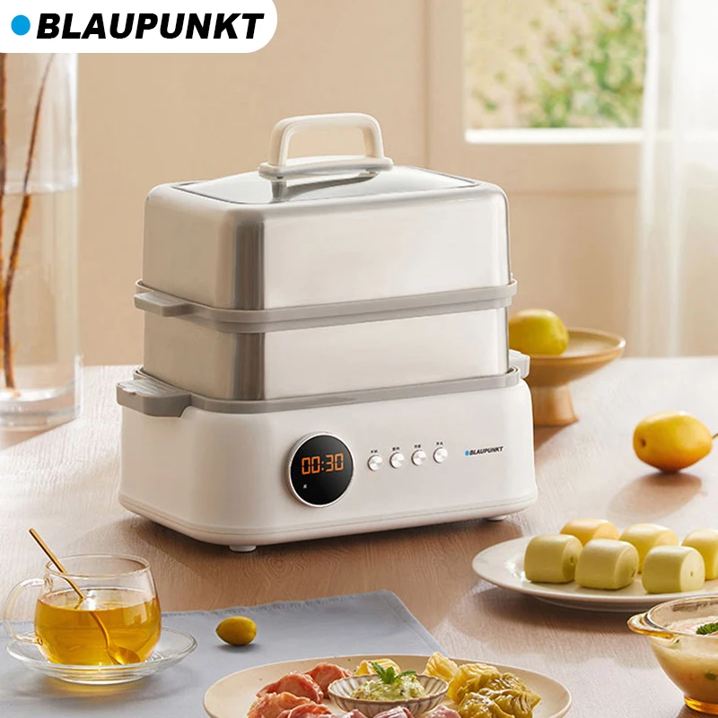 

BLAUPUNKT Household Electric Steaming Pot 60s Fast Steam Double Layers Stainless Steel Steamer Box 24H Appointment 1500W Steamer