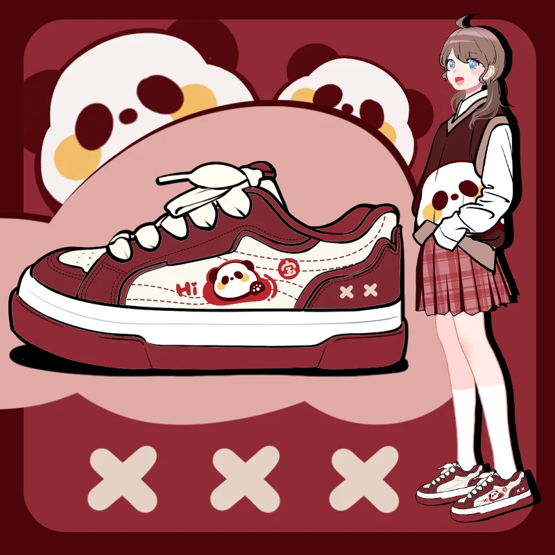 

Женские кроссовки на плоской подошве, с принтом панды