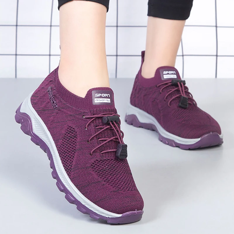 

Woman Vulcanize Shoes Ladies Loafers Socks Shoes Women Flat New Mesh Breathable Sneakers Women Light Slip on Flat Casual Shoes