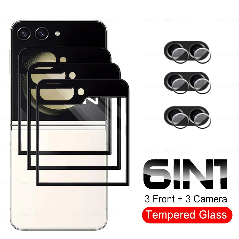 6IN1 Back Screen Protector Tempered Glass For Samsung Galaxy Z Flip5 Flip 5 Camera Lens Protective Glass Sumsung ZFlip5 ZFlip 5