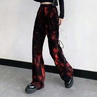 tie dye mall gothic harajuku womens pants grunge punk aesthetic wide leg loose trousers streetwear alt clothes autumn
