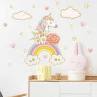 diy cute cartoon unicorn wall stickers for kids room nursery childrens bedroom pvc wall decals wardrobe wallpaper home decor