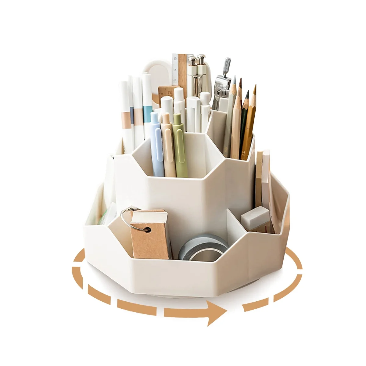 

Rotating Pen Holder Pencil Organizers,9 Slots 360-Degree Spinning Pencil Pen Desk Organizers, Desktop Organizers (White)