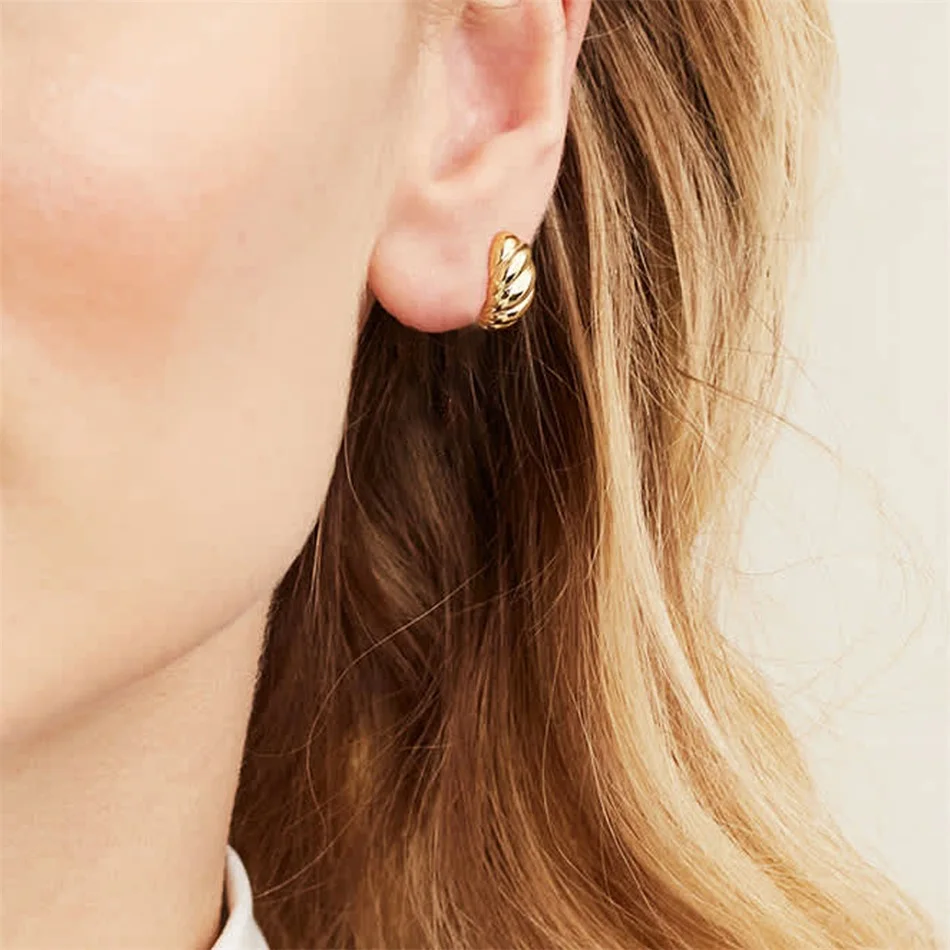 

JUJIE 316L Stainless Steel Small Hoop Earring For Women Vintage Geometry Croissant Dôme Hoops Jewelry Dropshipping/Wholesale