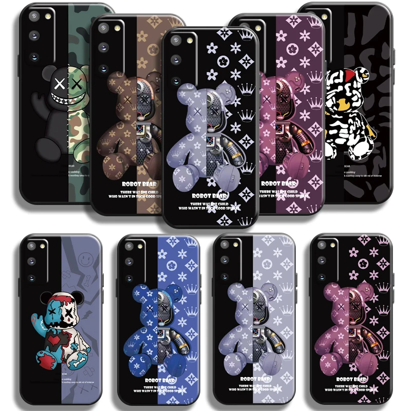 

Fashion Luxury Bear For Samsung Galaxy S20 S21 Plus Ultra FE 5G Samsung S21 S20 Phone Case Back Black Silicone Cover Funda