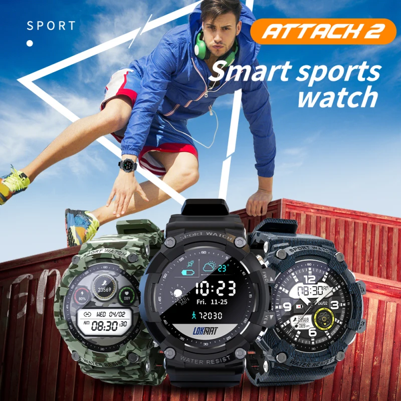 

LOKMAT ATTACK 2 Smart Watch Men Fitness Smartwatch Call Reminder Heart Rate Monitor Remote photo IP68 Waterproof Sport Watch