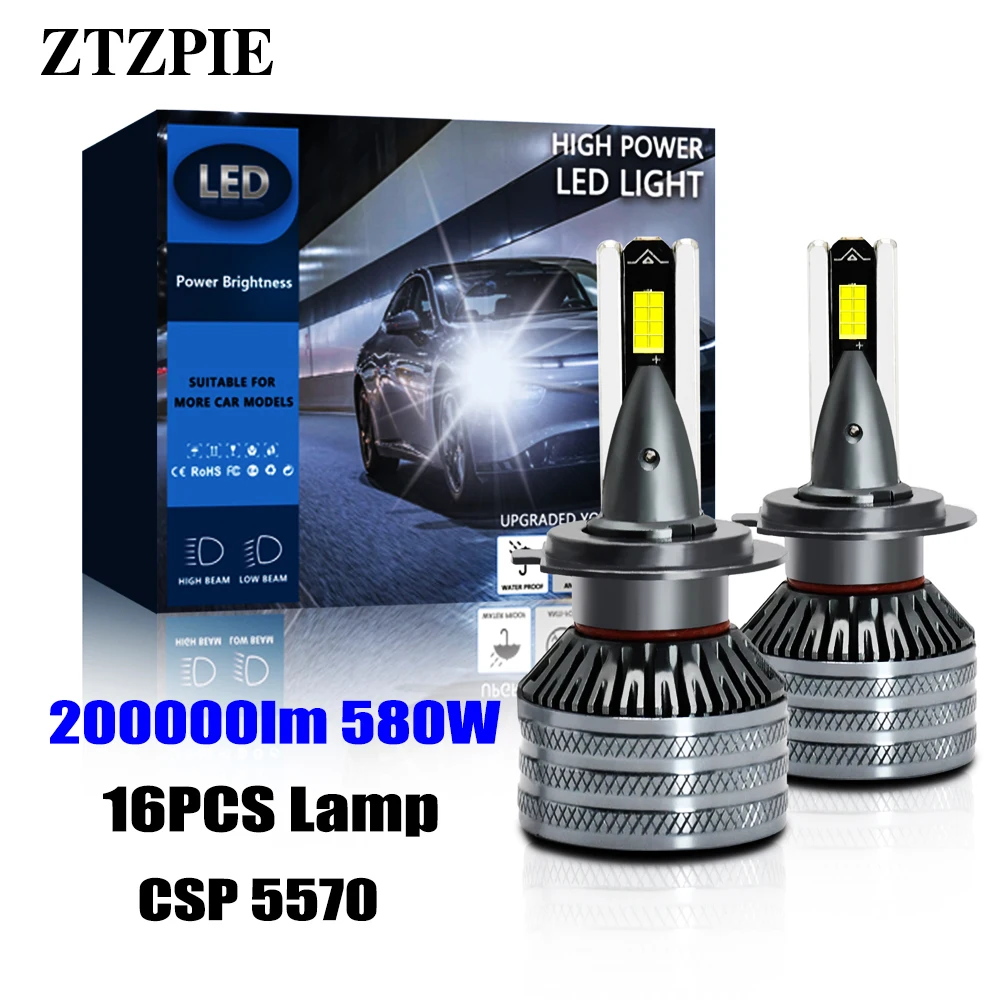 ZTZPIE 6000K HB3 HB4 9005 9006 H1 H7 H4 H11 9012 лампа Светодиодная лампа CSP 5570 Высокая мощность Автомобильная фара светильник 580 Вт лм