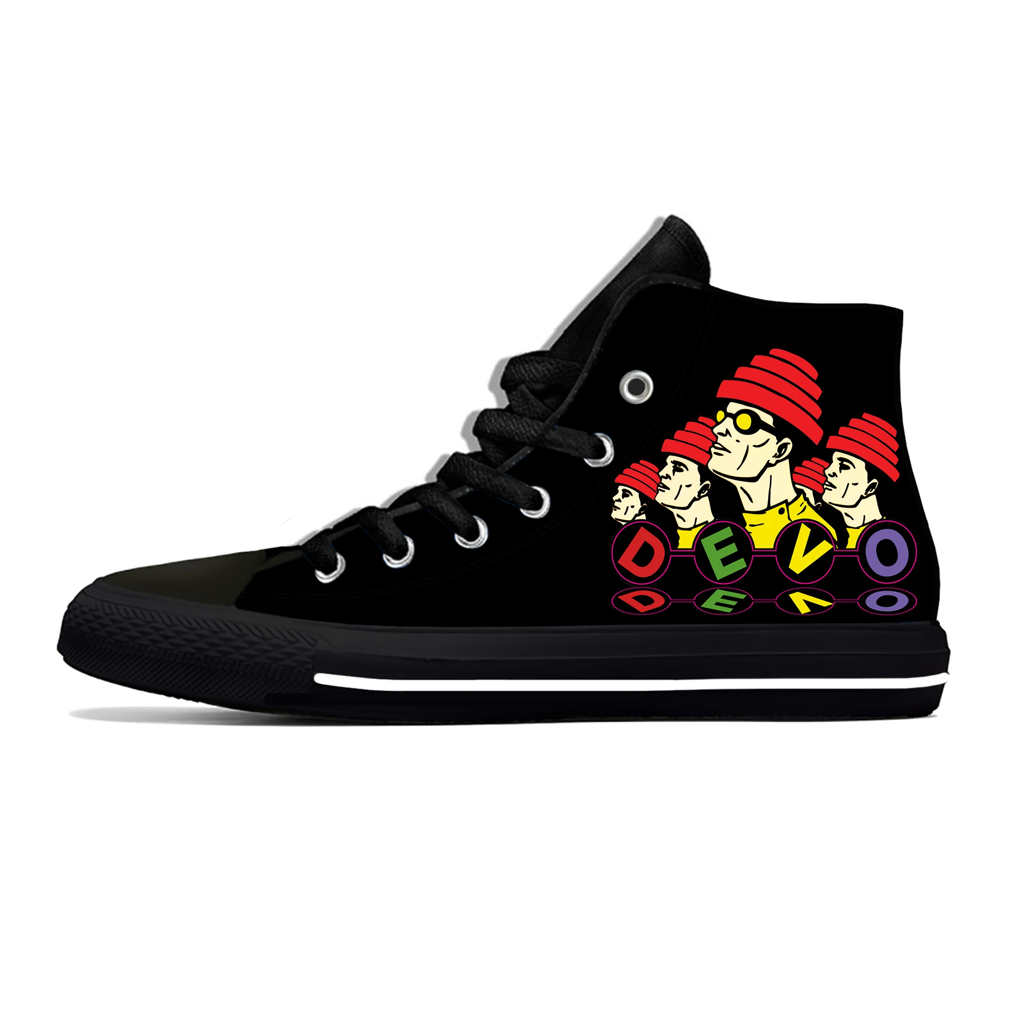 

Devo Whip It Rock Band High Top Sneakers Mens Womens Teenager Casual Shoes Canvas Running Shoes 3D Printed Lightweight shoe