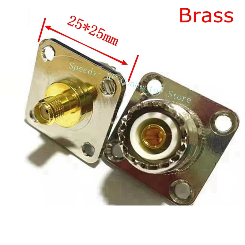 

SL16 UHF SO239 Female To SMA Female Connector UHF To SMA Female Plug 4 Hole Flange Panel Mount Socket RF Coaxial Adapters Brass
