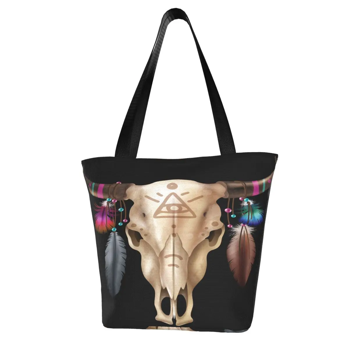 

Женская сумка в стиле бохо, повседневная сумка-тоут через плечо с коровьим черепом, 2022