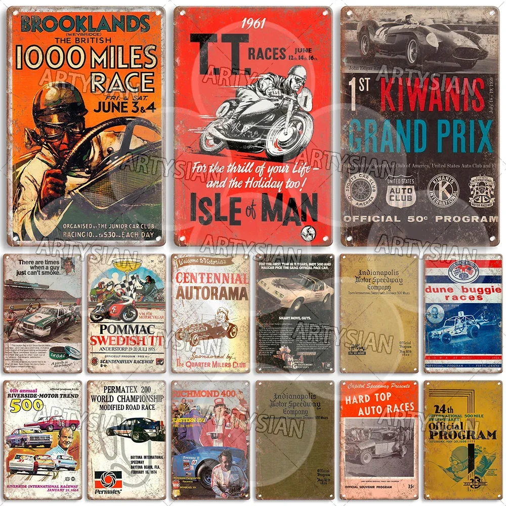 Винтажная металлическая вывеска для автогонок автомобильная выносливость