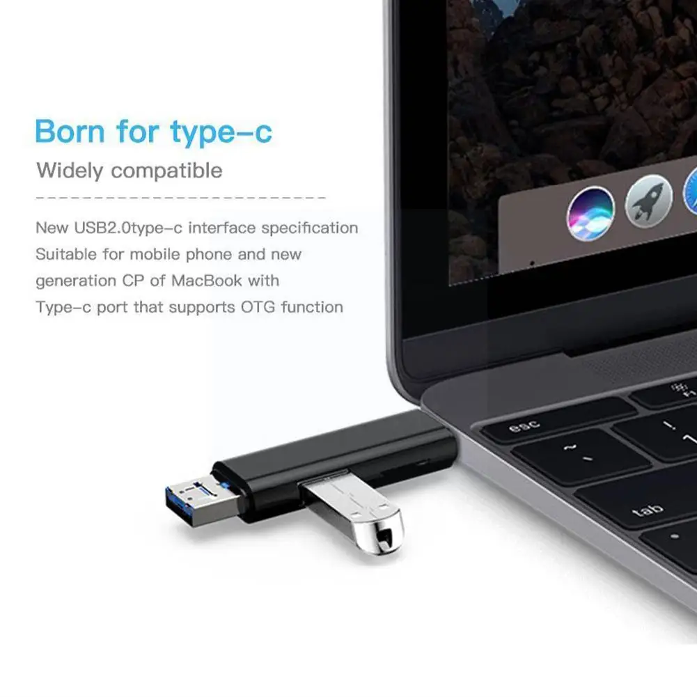 

5in1 Multi Otg Card Reader Micro-sd / Sd Card / Usb Android / Universal Type-c Type-c Support Computer Tf Phone / Reader E8g1