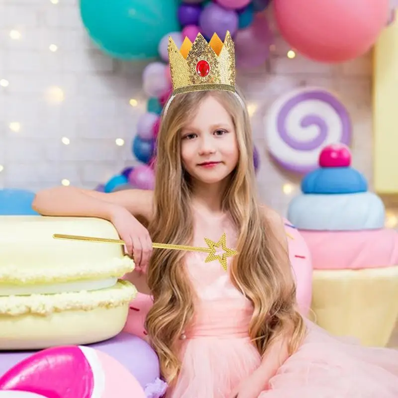 Костюм принцессы персика для девочек косплей головной убор с бриллиантовой