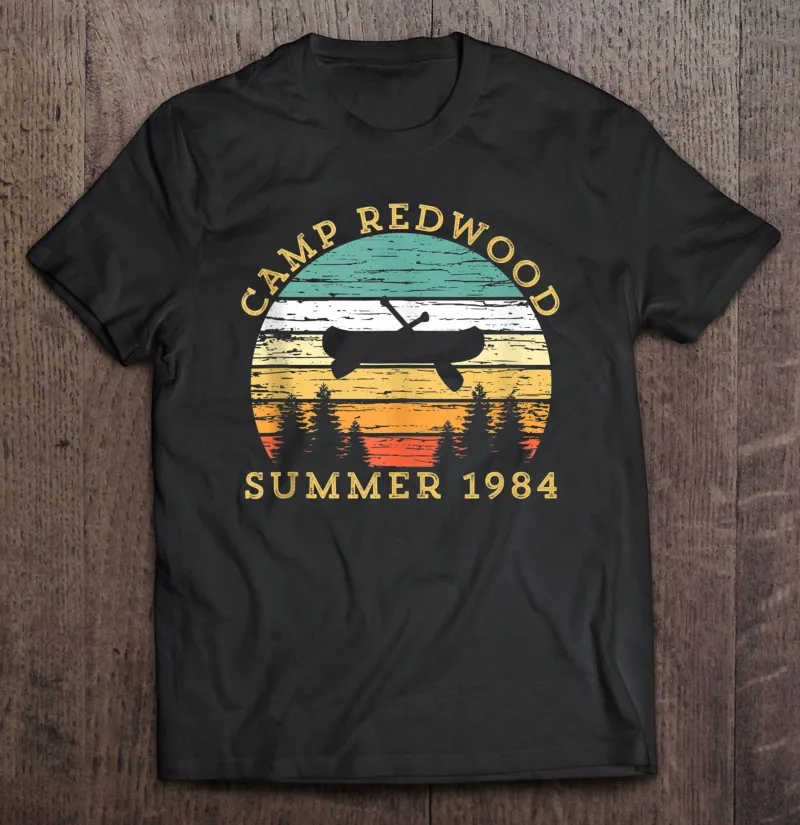 

Мужская винтажная Футболка с принтом Redwood, черная футболка большого размера с принтом в стиле аниме, лето 1984