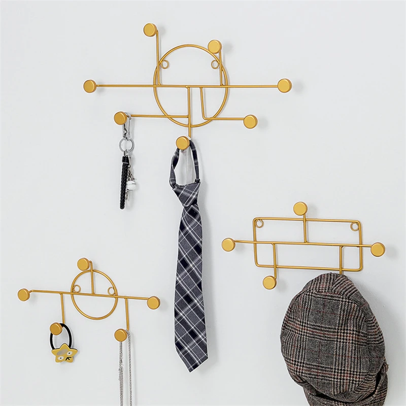 

Золотистый геометрический настенный крючок в скандинавском стиле, подвесной крючок для одежды, шляпы, ключей, металлическая настенная вешалка для хранения для дома, новинка