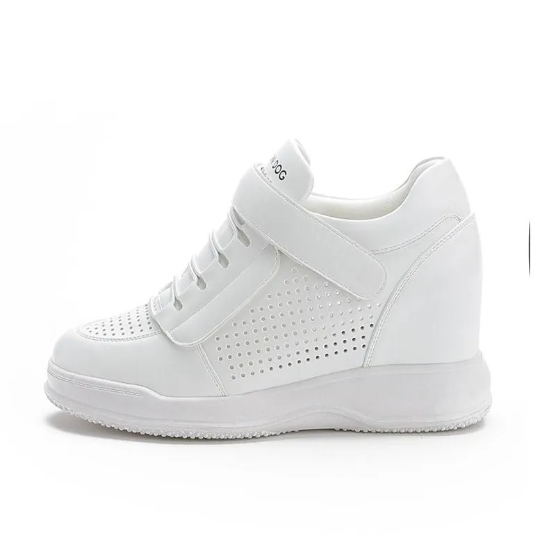 

Женские высокие кожаные туфли, повседневная обувь на танкетке, без застежки, Осень-зима