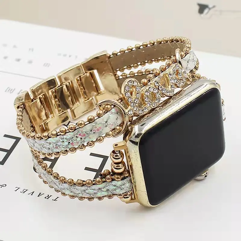

Luxury Diamonds Silicone Strap for Apple Watch Band 7 44mm 45mm Women Strap for Iwatch Series 7 6 5 4 3 X 2 1 42MM 38MM
