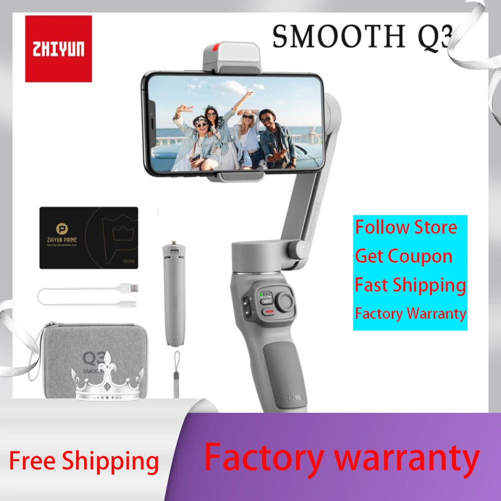 

ZHIYUN SMOOTH Q3 Q4 Gimbal 3-Axis Smartphones Handheld Stabilizer Gesture Control 180° Rotatable Fill Light for Huawei iPhone