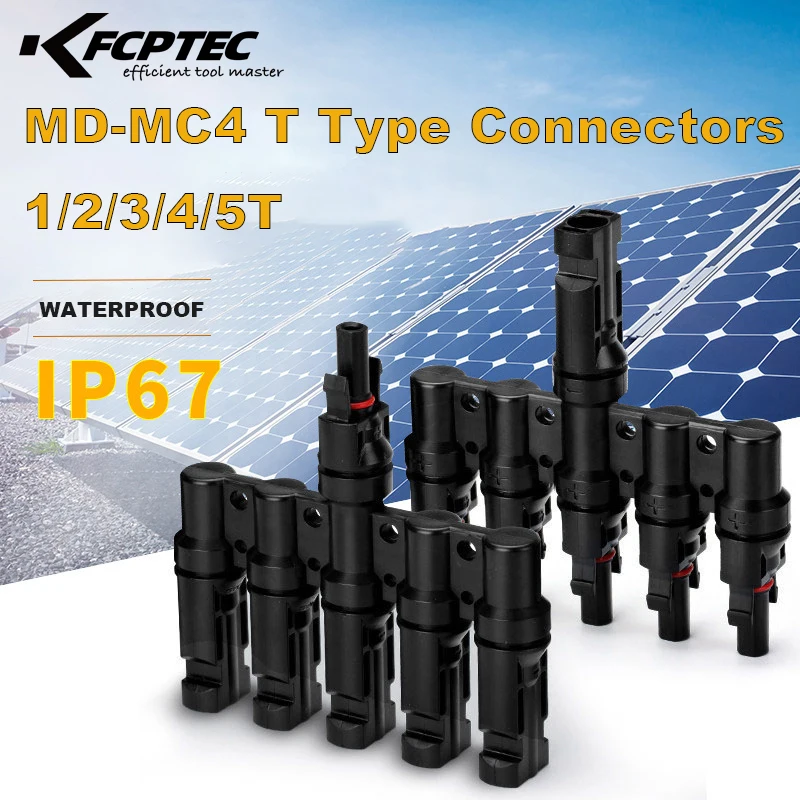 Solar Connector T Type 1T 3T 4T 5T Branch Connector MC- 4 Solar Panel Wire Connect Male Female Solar Cable Connector