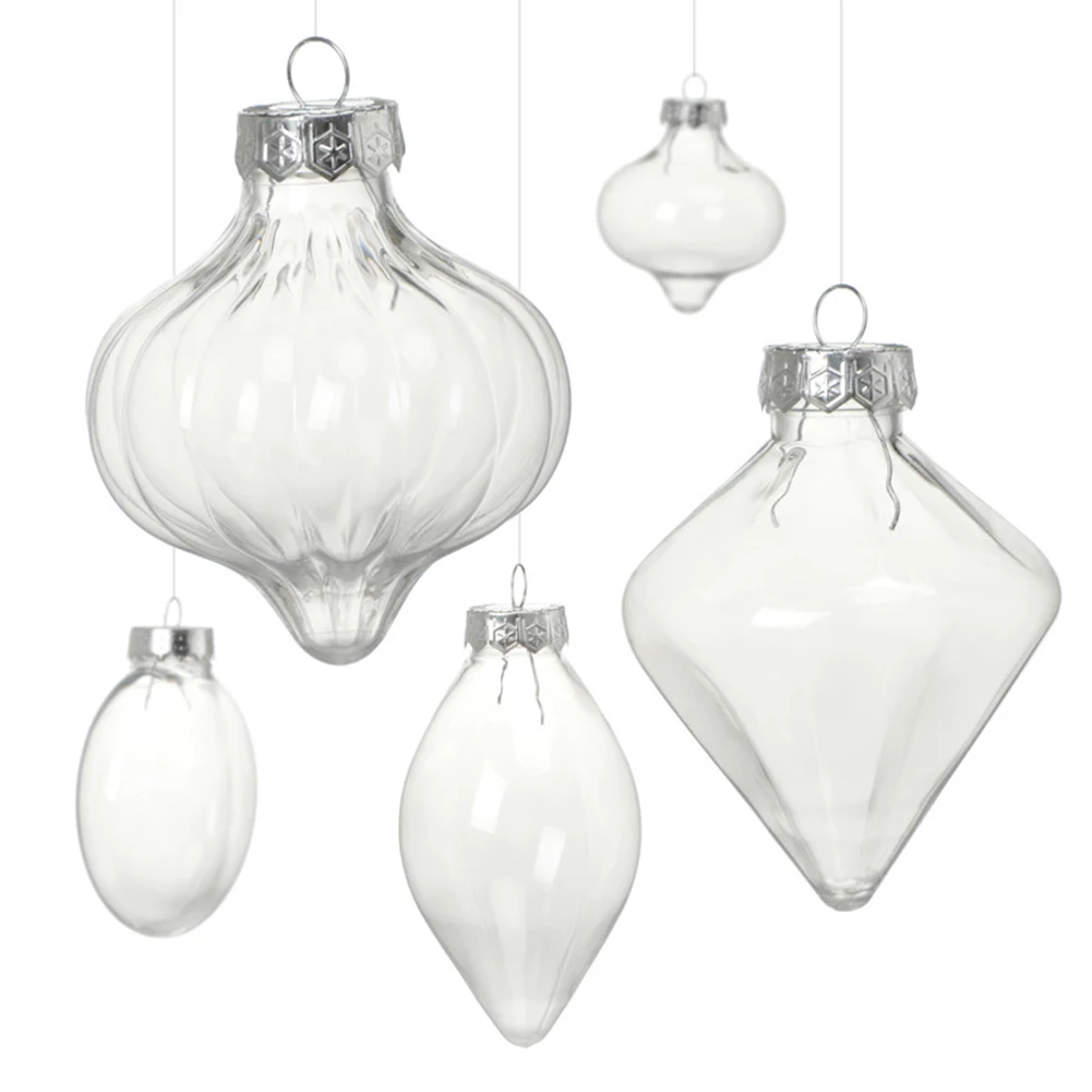

6PCS Empty Christmas Ball Christmas Tree Decoration Ornaments Hanging Pendant Xmas Transparent New Year Party Themed Balls
