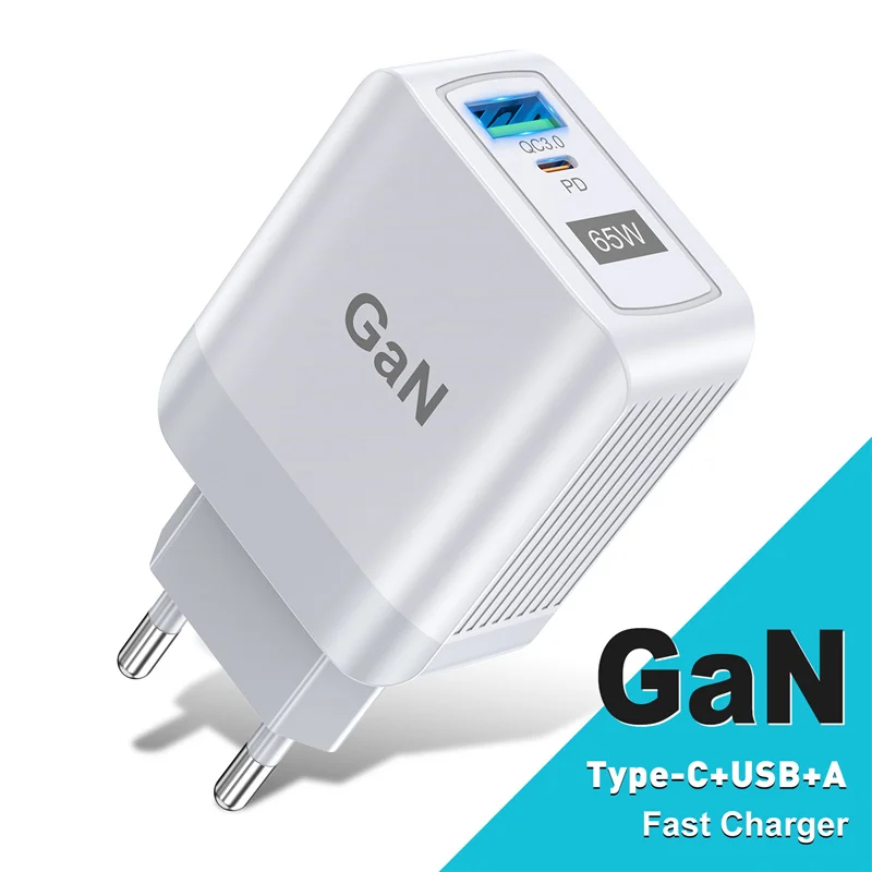 

65W GaN Fast Charger QC3.0 PD3.0 USB Charger For MacBook Pro Universal Type C Charger For iPhone 13 Xiaomi 11 12 Samsung S22