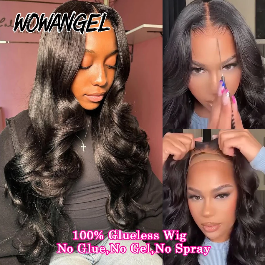 WOWANGEL 34in 5x5 HD Парики с кружевной застежкой 250% Объемная волна Бесклеевые парики