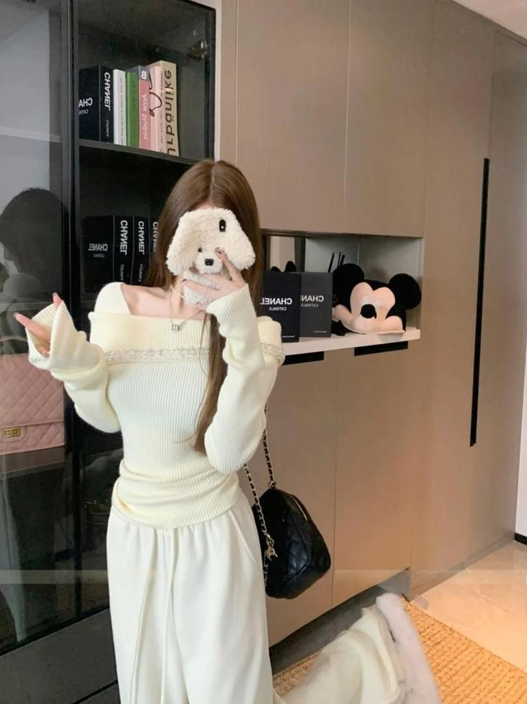 Miss Cacoli ~ топ с наклонными плечами зимний сексуальный темпераментный облегающий