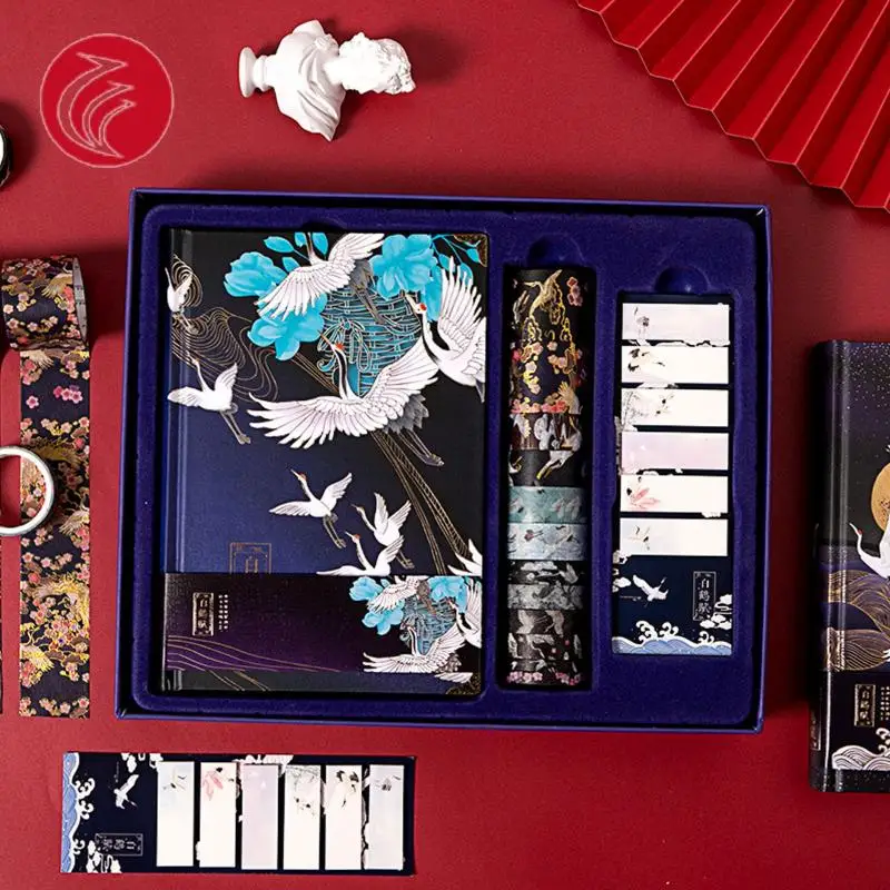 

Creative Chinese Antiquity Style Gift Box Traveler Journal Notebook Stationery Set Gift Journal Sticky Note Tape Box Set