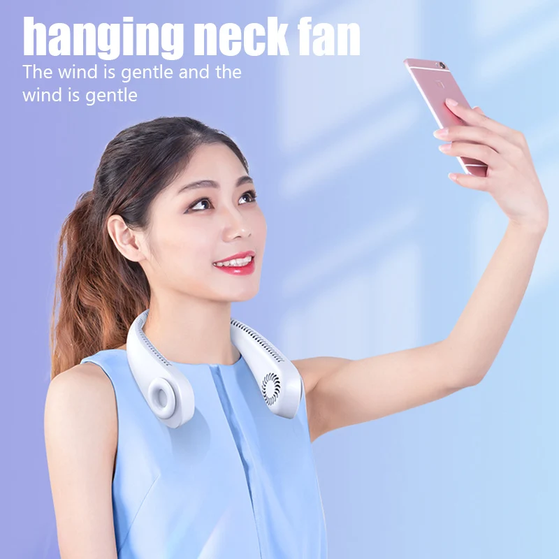 Portable Lazy Bladeless Hanging Neck Fan Rechargeable Wearable Head Fan Hands Free USB Mini Fan Traveling Outdoor Sports Fans