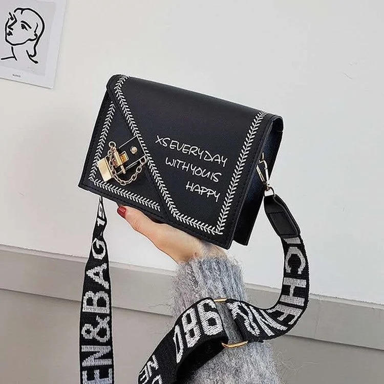 

Women Fashion Shoulder Bags New Female Wide Strap Messenger Bag Ladies Handbag Casual Chain Crossbody Bag Purses for Girls