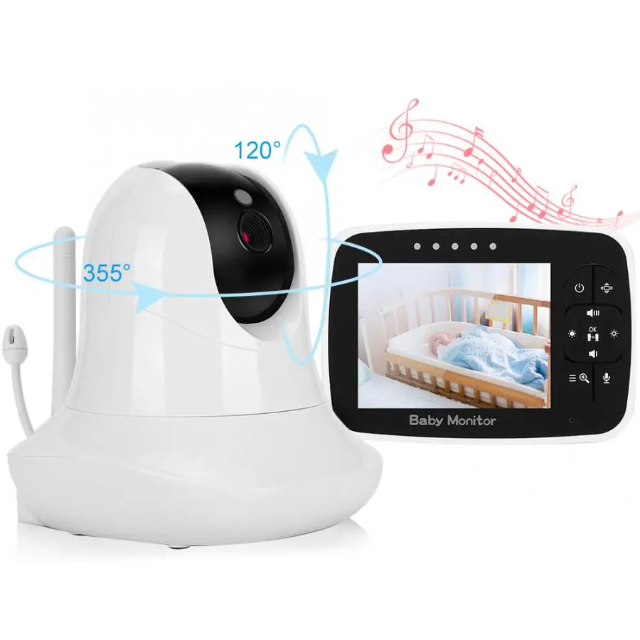 babyfoon 3.5 Inch PTZ Zoom Baby Monitor 2-Way Intercom Temperature Detection Night Vision Lullaby Camera EU 100-240V IR | Безопасность и