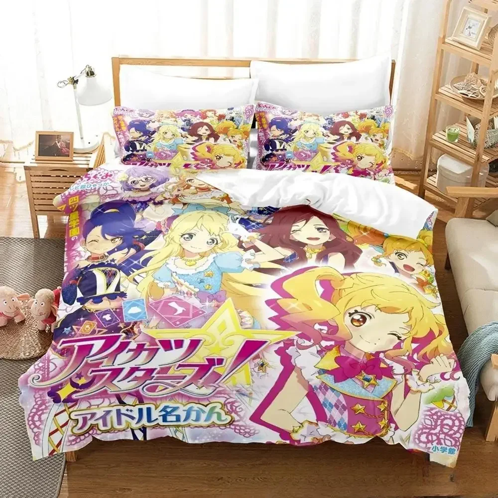 Фото Комплект постельного белья в стиле аниме Aikatsu с 3D принтом, пододеяльник, пододеяльник, наволочка, одеяло, королевский размер, комплект постельного белья для взрослых для мальчиков №2