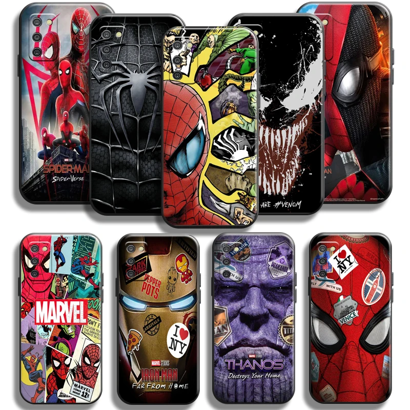 

Spiderman Iron Man Venom Phone Case For Samsung Galaxy A03 A03S Cover Shockproof Liquid Silicon Cases Full Protection Soft