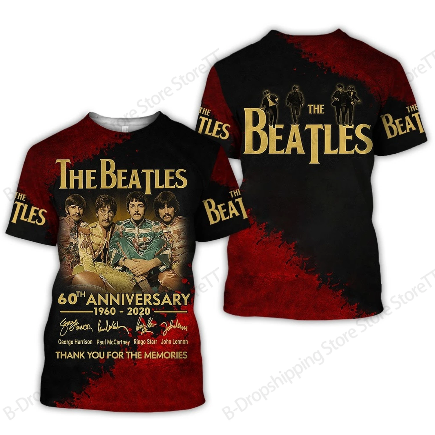 Фото Мужская футболка New 2026 The Beatles Tour с 3D принтом Футболка для мужчин и женщин Модные фанаты Хип-хоп Топы с короткими рукавами Футболки Мужская одежда Дети №4