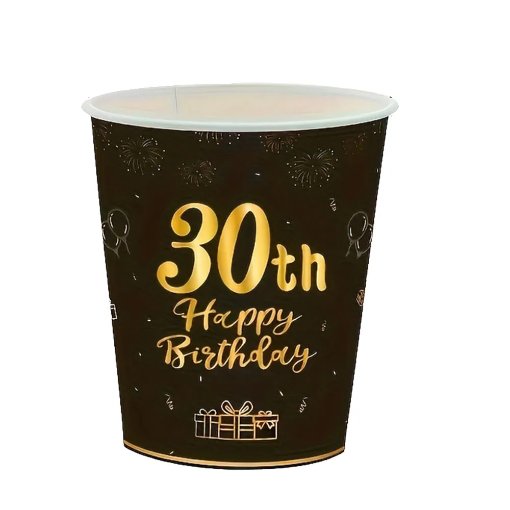 

Бумажные стаканчики для дня рождения, золотые и черные, 8/16/24 шт
