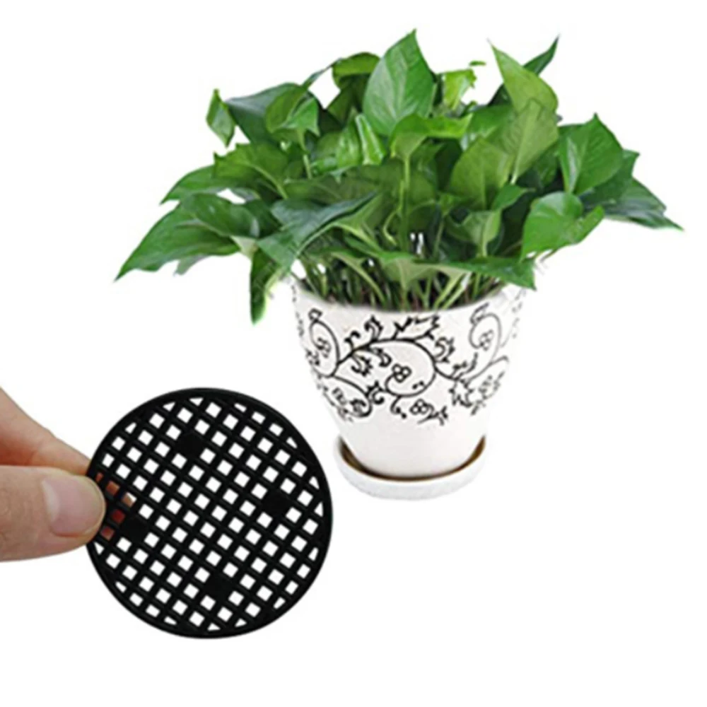 

50 Pcs Flowerpot Mesh Mat Round Garden Drainage Mesh Screen To Prevent Soil Loss