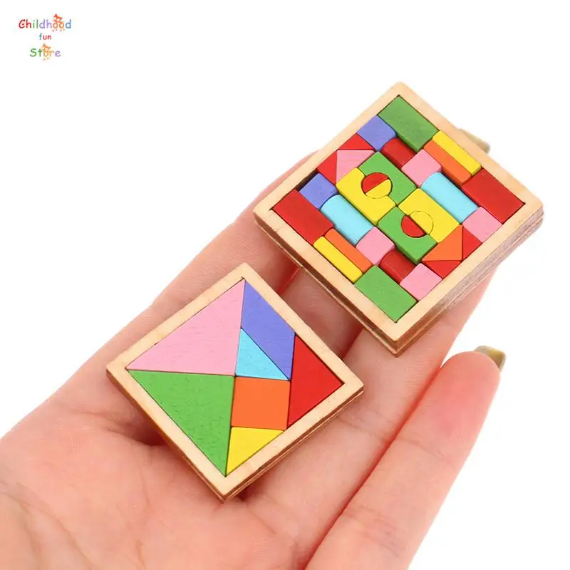 

1Set Dollhouse Miniature Accessories Mini Simulation Color Building Blocks Tangram Model Doll DIY Decor Accessories Toy
