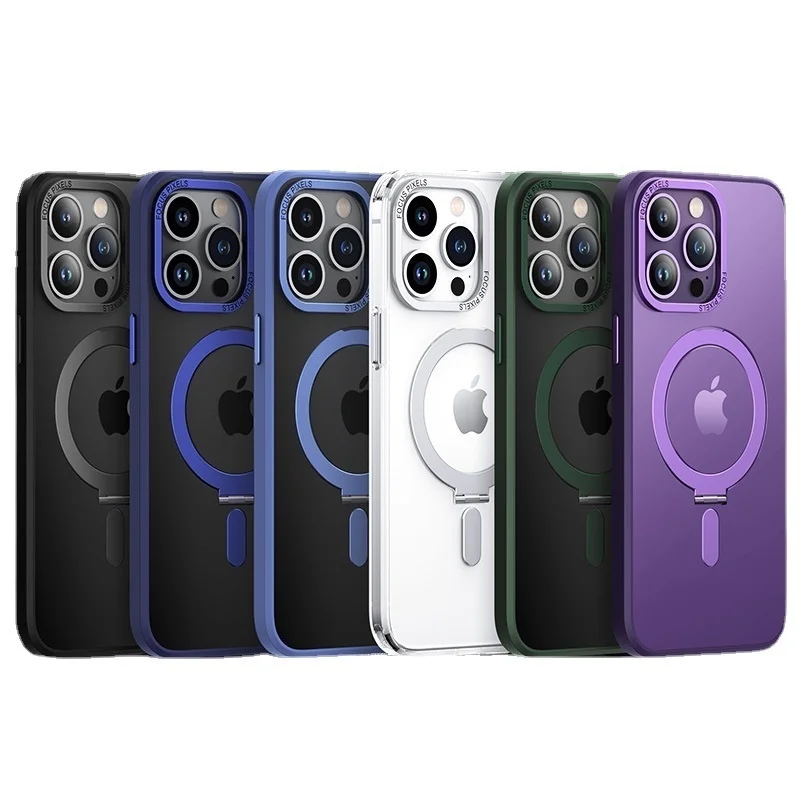 

For iPhone 14 13 12 11 Pro Max Case For Magsafe Fashion ring holder Case Silicone Wireless Magnetic Charging Cover