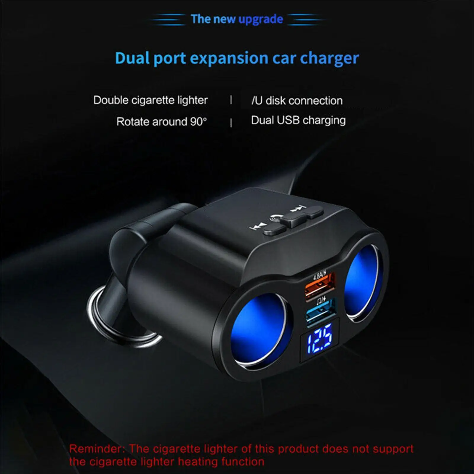 

12-24V 4.8A Dual USB Car Charger 2 Ports LCD Display Fast Car Charger Cigarette Socket Lighter Power Adapter Car Styling