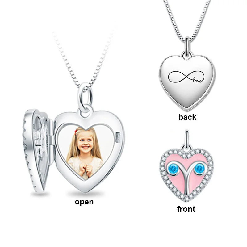 Strollgirl Sterling Silver 925 Engraved Constellation Necklaces & Pendants Personalized Photo Heart Locket Necklaces for Gifts
