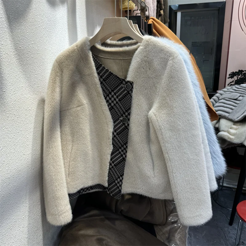 Осень-зима 2024 новая корейская утолщенная двухсекционная свободная меховая