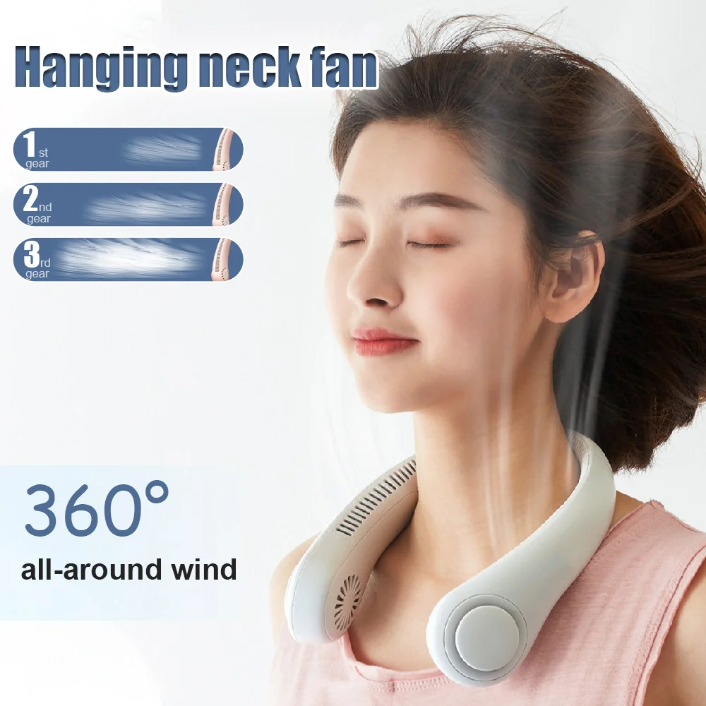 

Portable Neck Fan Electric Wireless Fan USB Rechargeable Hanging Neck Fan Ventilation Cooling Bladeless Neckband Fan For Sport