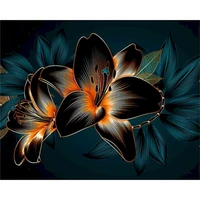gatyztory diy painting by numbers for adults black flowers 60x75cm picture by numbers on canvas frameless home decor unique gift