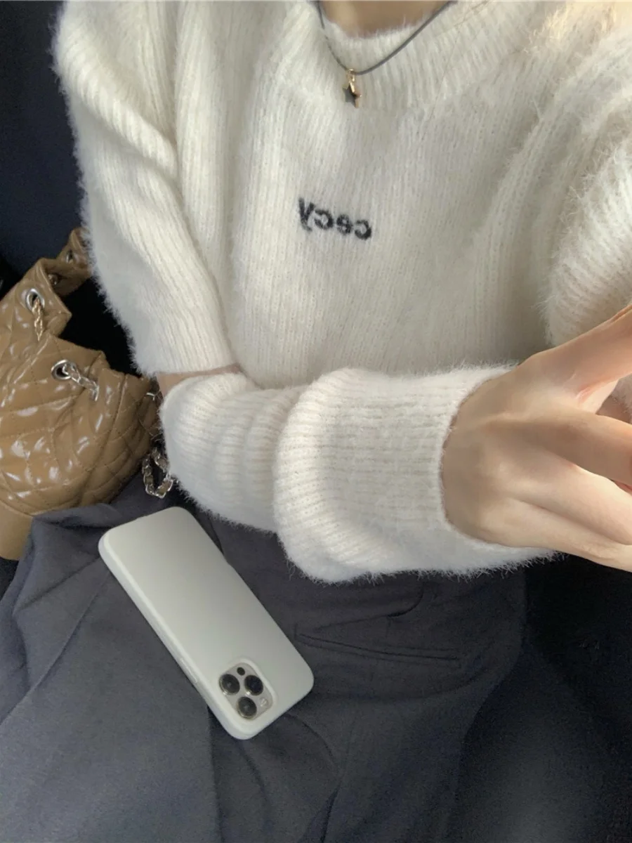 Сладкий и пряный пуловер женский свитер 2023 осенне-зимний вязаный топ с