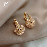popular in 2020 celebrity style sweet pearl peach heart love dangle earrings for woman fashion luxury jewelry unusual earrings