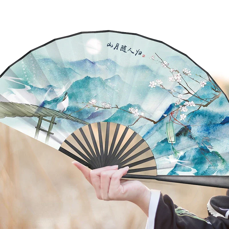 Фото Pria Klasik Kipas Lipat China Vintage Складной вентилятор Bambu Gaya Davis Wanita Tangan Kipas Sutra Portable Abanicos для Boda №4