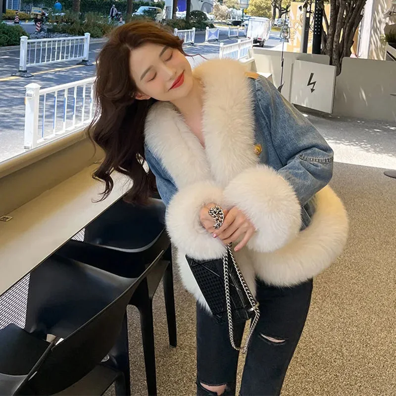 2022 Autumn Winter New Imitation Fox Fur Coats Female Short Style Thick Inner Bladder Young Fashion Warm Temperament Coats Women