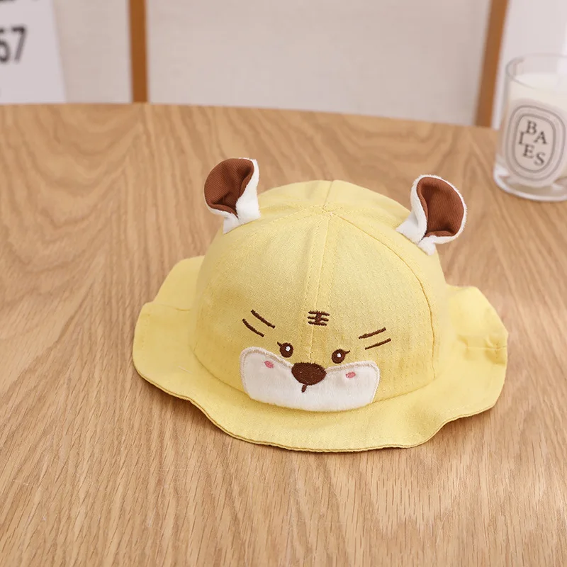 

2022 Cotton Cartoon tiger embroidery Bucket Hat Fisherman Hat outdoor travel Sun Cap for Children boy and girl 37