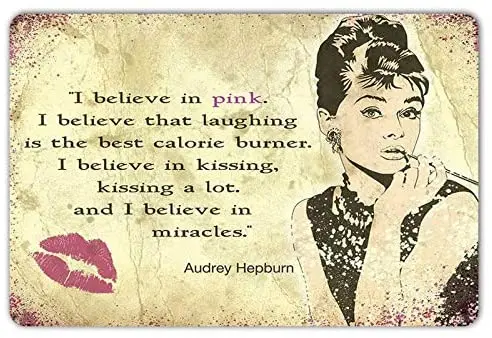 

I Believe in Pink Одри Хепберн винтажный Ретро Фотофон для стен 8x12 дюймов